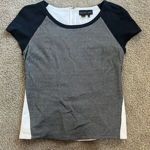 Sachin + Babi Black and White zip back Top